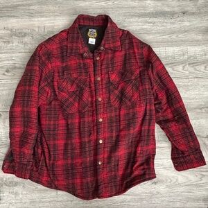 Victory Rugged Wear Red/Black Plaid Snap up Jacket Sz XL